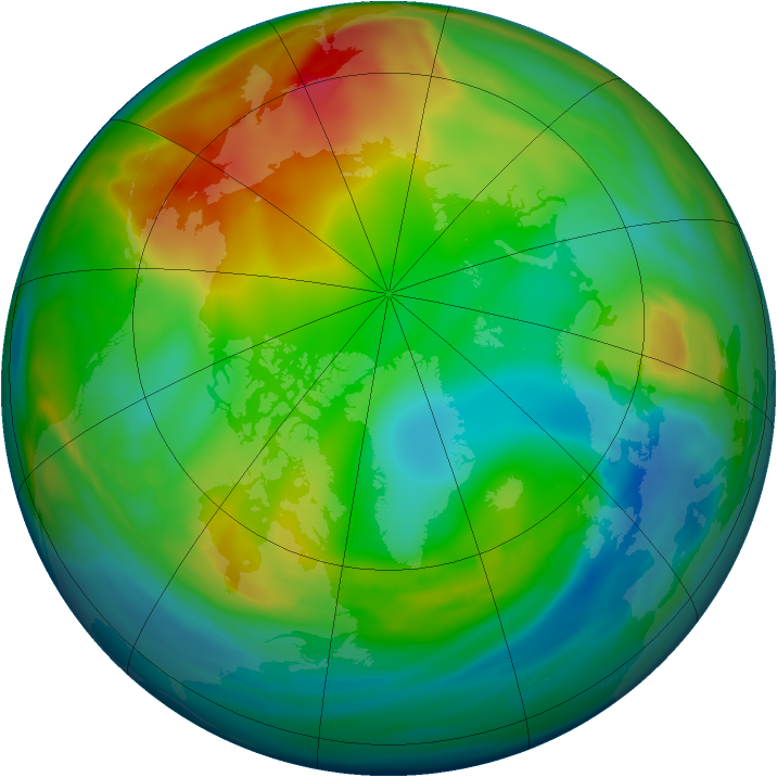 Arctic ozone map for 04 January 2005